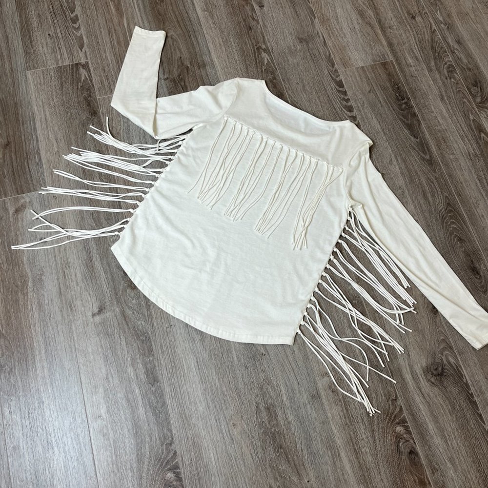 OUI • Fringe Long-Sleeve T-shirt • Cream